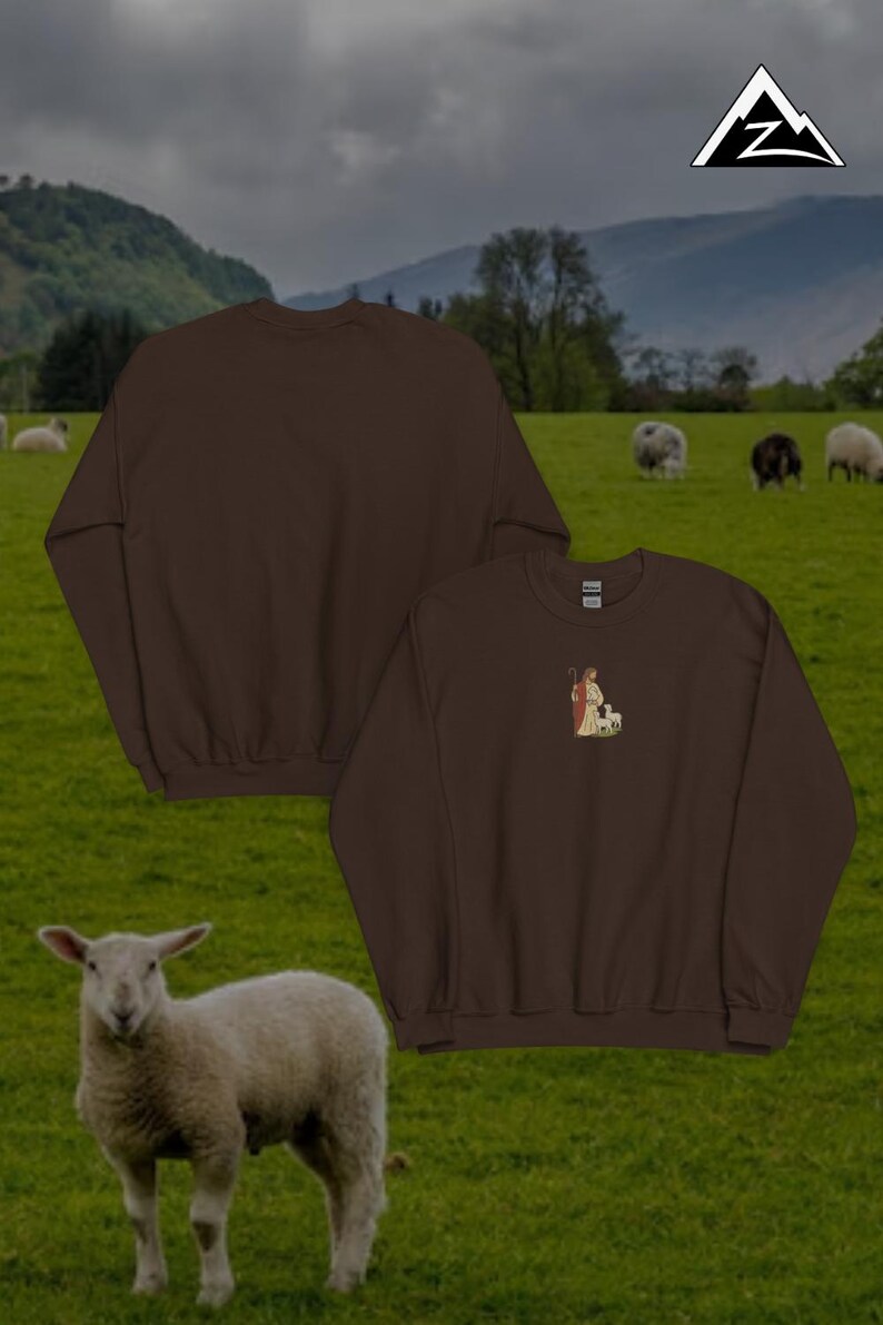 God herde broderad rund hals | Kristen troströja | Mjuk och mysig tröja bild 2