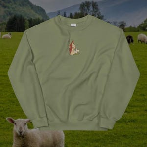 God herde broderad rund hals | Kristen troströja | Mjuk och mysig tröja Military Green