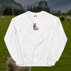 God herde broderad rund hals | Kristen troströja | Mjuk och mysig tröja White