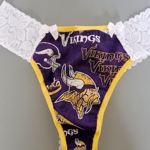 Minnesota Vikings Lace Thong Panties Handmade Super Comfortable Underwear Football Panty Women&#39;s Underwear Thong Handmade In The USA