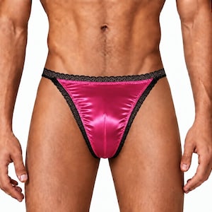 Men's Or Women's Satin Lace Thong, Low Rise, Handmade Lingerie, USA Made