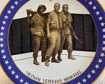 Vintage Vietnam Veterans Military Memorial Plate By Villeroy & Boch Luxemborg 9 1/4 inches Wall Hanging Vietnam War Remembrance