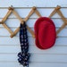 Vintage Accordion Wood Peg Rack Folding Hat Rack Jewelry Organizer Cup Mug Holder Light Brown
