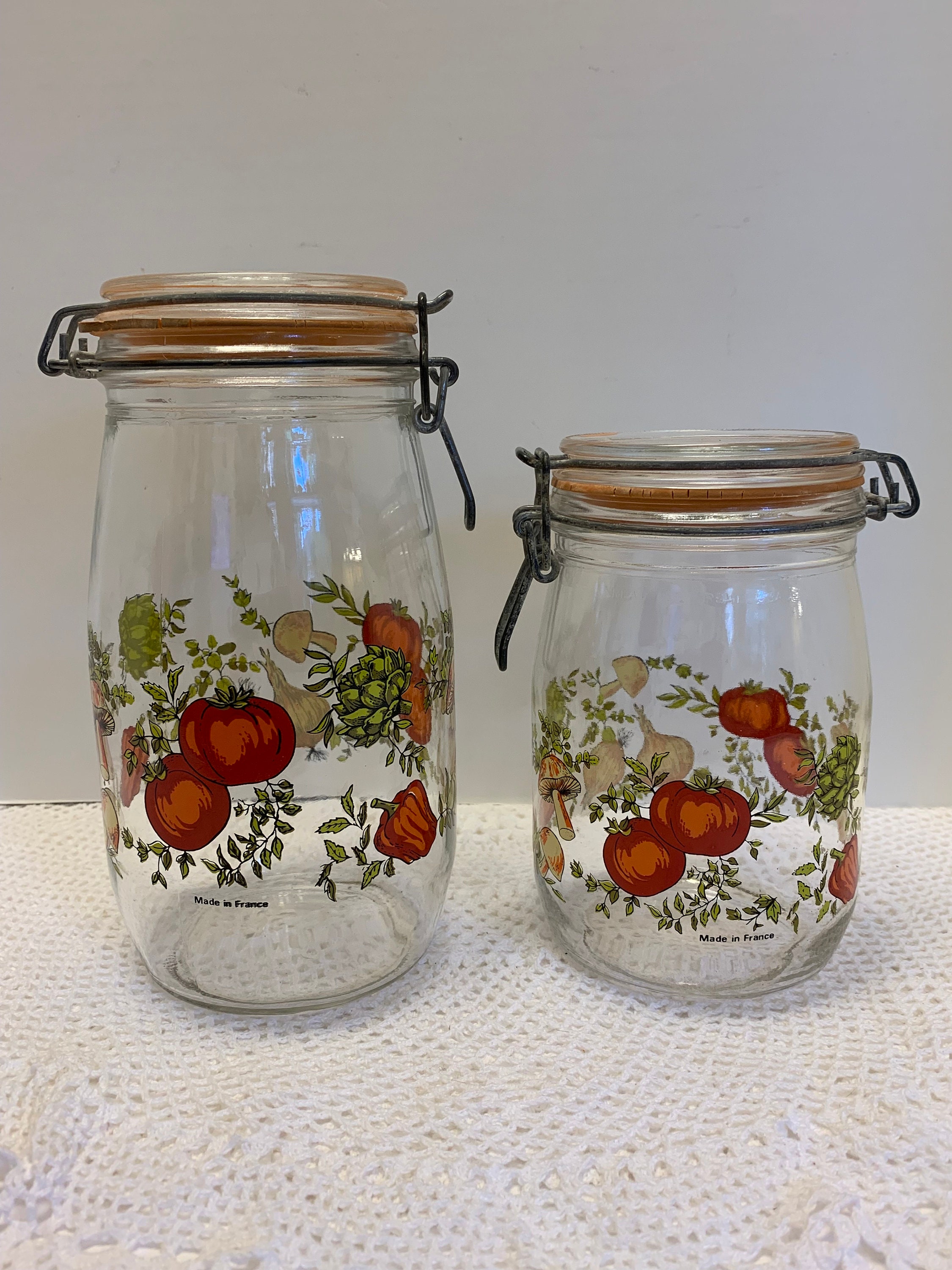 FORHVIPS 34 Oz/2 Pcs Empty Spice Jars Glass with Airtight Lid,Vintage Wide Mouth Mason Jars Sets for Food Storage containers,Sugar, Flour, Candy, Tea