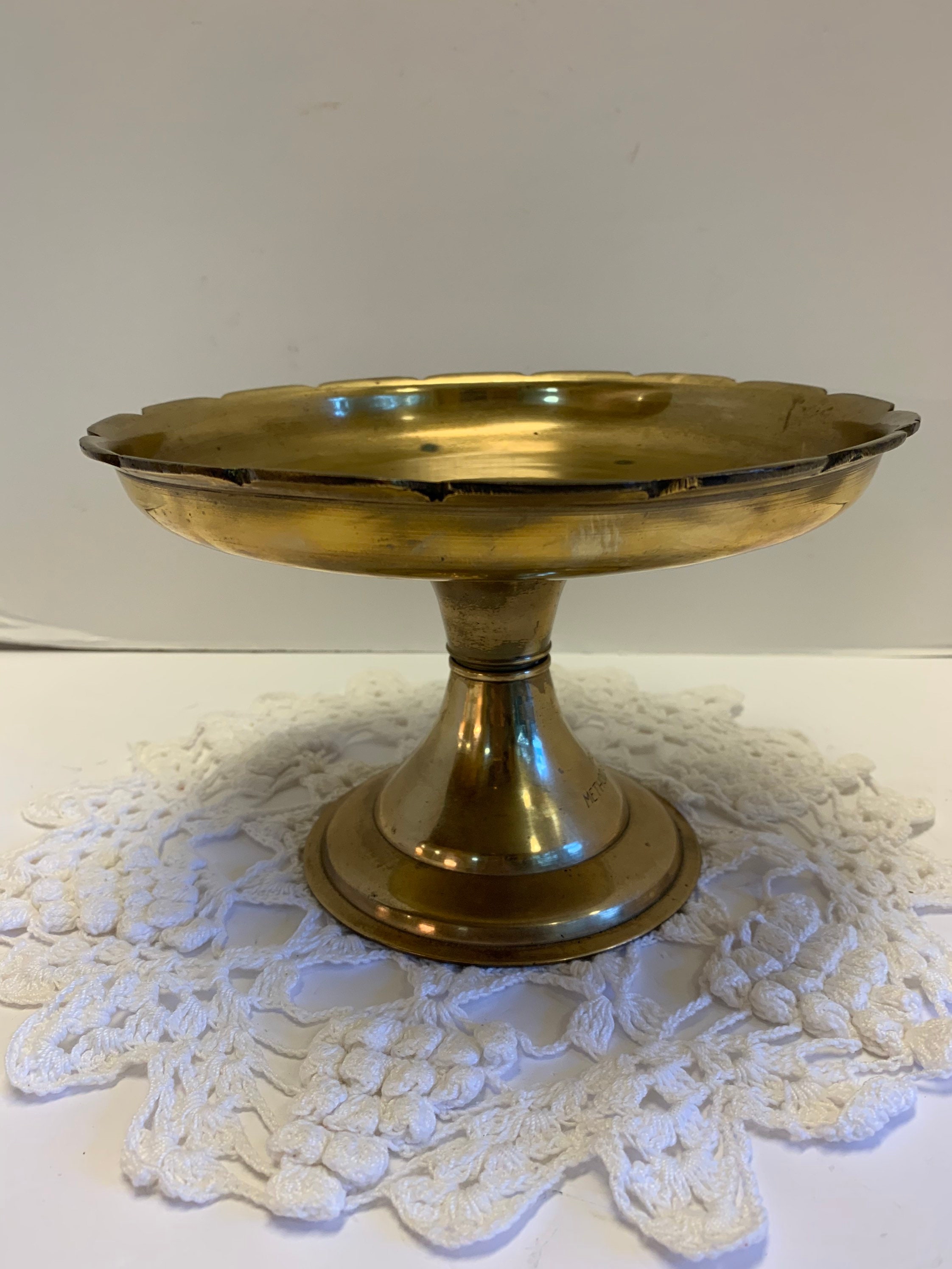 Vintage Gold Brass Pedestal Plate Serving Tray for Wedding Etsy