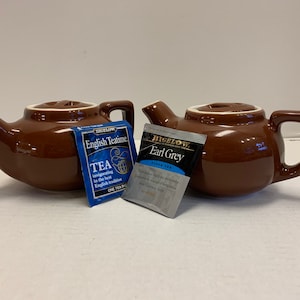 Vintage 2 Individual Brown Teapot Coors Chefware Restaurantware Pottery Inset Lids