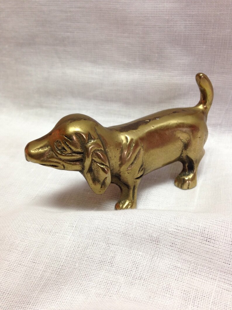 Vintage Brass Dog Doggie Puppy Figurine Etsy