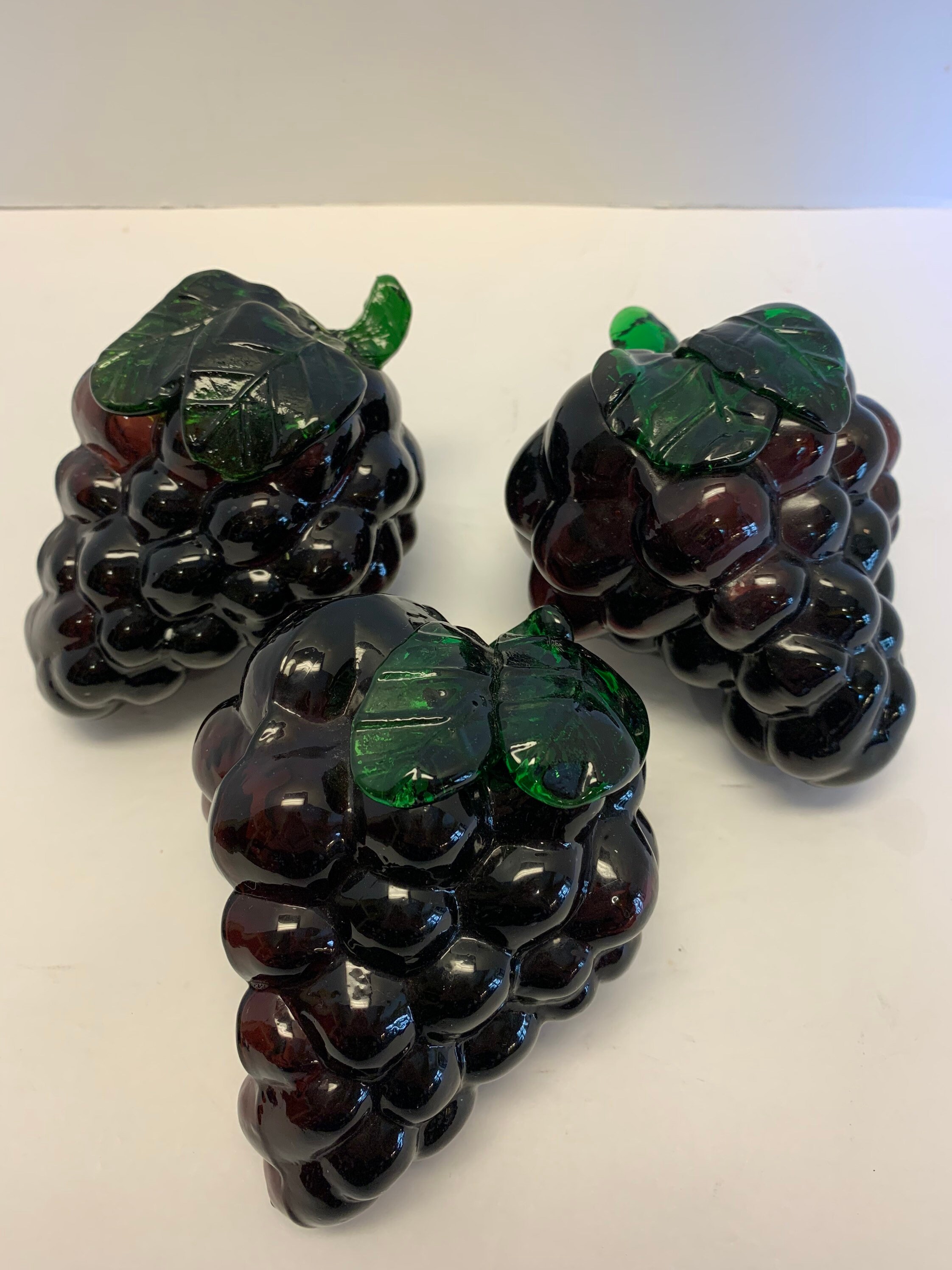Vintage 3 Glass Grapes Hand Blown Purple Glass Grapes Etsy