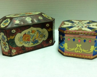 Vintage Metal Tins Set of Two Made in England