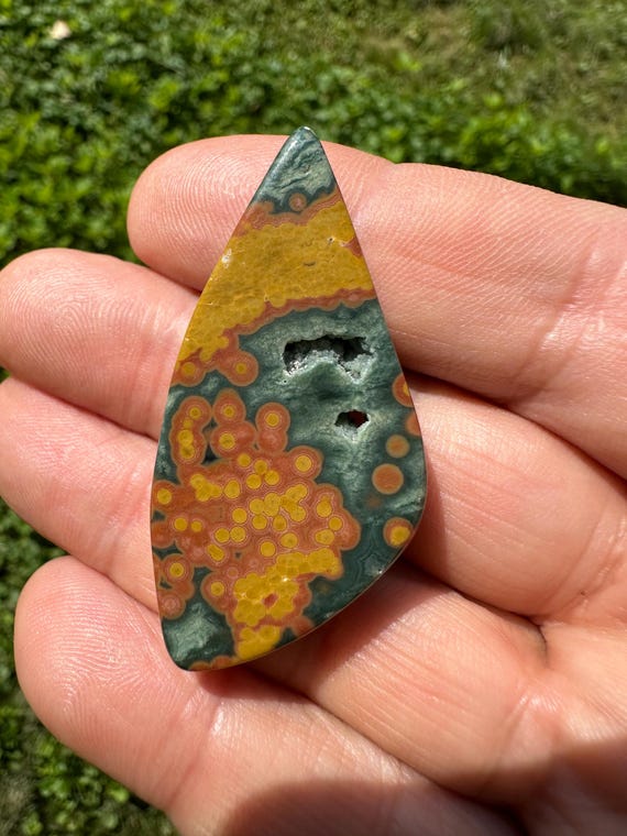 Orbicular Ocean Jasper Cabochon Madagascar Collector Cabochon Bullseye Orbs