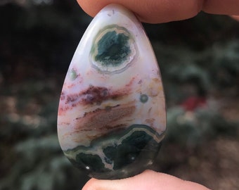 First Vein Marovato Ocean Jasper Cabochon Scenic Landscape Orbicular Collector Cabochon