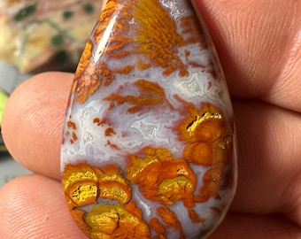 Handmade Wingate Pass Plume Agate Cabochon: 51.5ct Gemstone