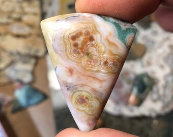 Ocean Jasper Cabochon - Handmade by MagicStones - See Video