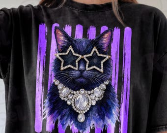 Glam cat png, Preppy stripes png, Bling design, Animal print graphic, Cat Mom png, Trendy Fall png, Halloween png