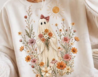 Wildflowers Ghost PNG | Spooky Season PNG | Ghost Lover Design | Spooky Floral Ghost | Botanical Ghost | Preppy Fall PNG | Halloween Ghost