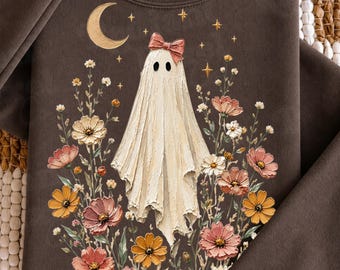 Wildflowers Ghost PNG | Spooky Season PNG | Ghost Lover Design | Spooky Floral Ghost | Botanical Ghost | Preppy Fall PNG | Halloween Ghost