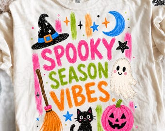 Trick or Treat Sublimation Design, Brushstroke Spooky Vibes PNG, Trendy Ghost Shirt Design, Pumpkin Png