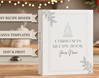 Cookbook Template, Editable Recipe Binder Kit, Printable Recipe Card, Minimalist Design, Edit in Canva