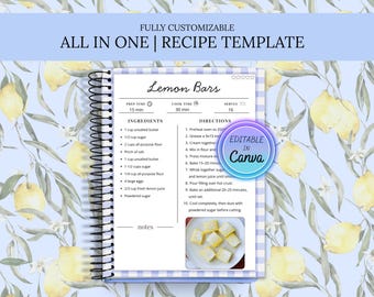 Farmhouse Style Canva Template- Recipe Page for Cookbook Creators, Digital Download