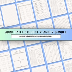 ADHS Planer-Bundle für Studenten, druckbare undatierte Tages- und Wochenübersicht, Produktionsseiten, PDF