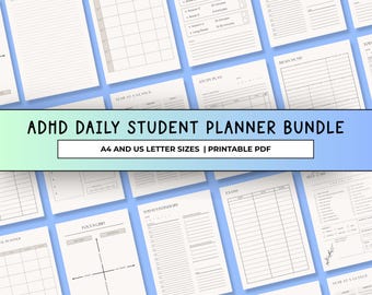 ADHD Planner Bundle for Students, Printable Undated Daily & Weekly, Productivity Pages, PDF