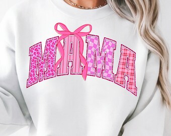 Girl Mama Coquette png, Leopard Print, Checkered Retro Shirt for Mom, Pink Glitter Sublimation Design, Digital Download