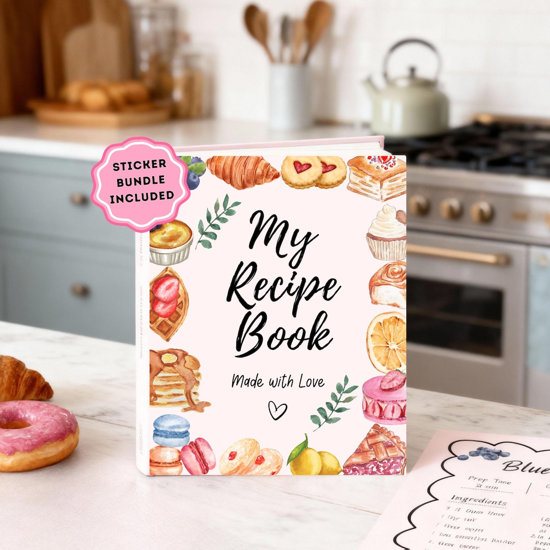 Watercolor Recipe Book Template, Cookbook Pages, Editable Recipe Sheet ...