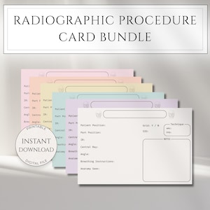 Radiology Positioning Cards, Xray Flashcards, ARRT Exam Study Tool, Rad Tech Student Guide, Printable Radiology Template, Digital Download