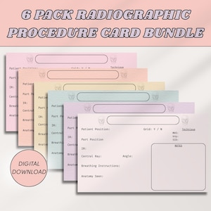 Radiology Positioning Cards, Xray Flashcards, ARRT Exam Study Tool, Rad Tech Student Guide, Digital Radiology Template, Gift for Rad Tech