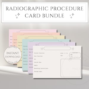 Radiology Positioning Cards, Xray Flashcards, ARRT Exam Study Tool, Rad Tech Student Guide, Printable Radiology Template, Digital Download