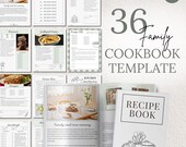 Family Cookbook Template, Custom Recipe Book, Editable Recipe Pages, Minimalist Design, Customizable in Canva