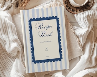 Personalized Name Recipe Book, Bridal Shower Gift, Custom Hard Cover Recipe Cookbook, Family Recipe Journal, Gift for Daughter