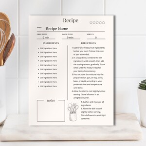 Minimalist Editable Recipe Template, Editable Recipe Binder Kit, Printable Recipe Card, Cookbook Templates PDF + Bonus pages, Edit in Canva image 2