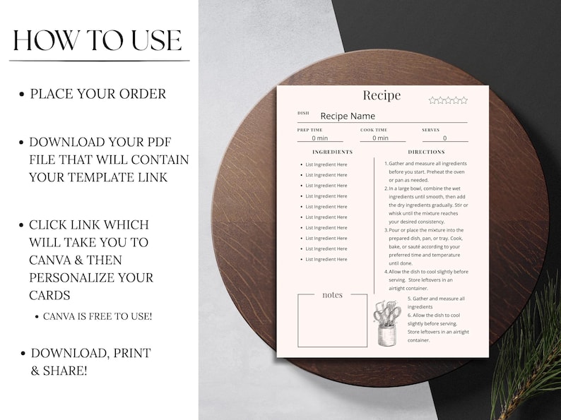 Minimalist Editable Recipe Template, Editable Recipe Binder Kit, Printable Recipe Card, Cookbook Templates PDF + Bonus pages, Edit in Canva image 4