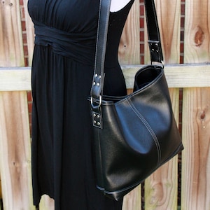Black Bucket Bag - Black Faux Leather Bag