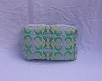 Double Zip Pouch - Amy Butler Quilted Cosmetic Bag