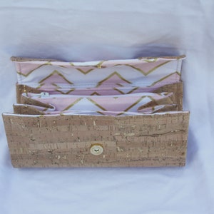 Necessary Clutch Wallet in Gold Cork with Pink and Gold Chevron image 6