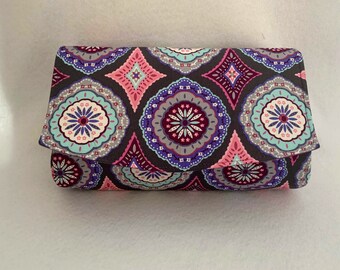 Convertible Clutch Purse - Purple and Gray Geometric Print