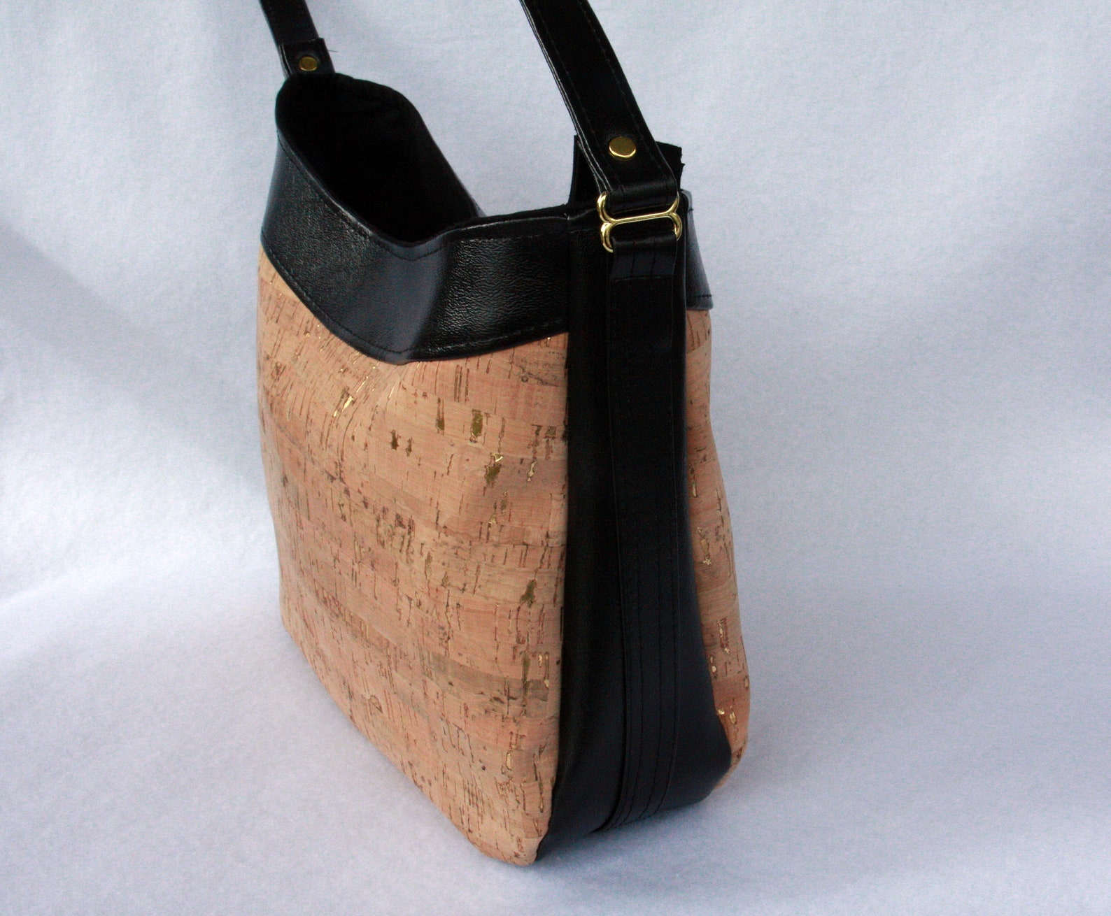Gold Cork Purse With Black Vinyl / Faux Leather Black and Etsy