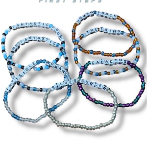 Fantastic Four Characters Inspired Beaded Bracelet Set of 7