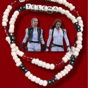 Natasha Romanoff/Black Widow and Yelena Belova/White Widow Matching Seed Bead Bracelets Set of 2