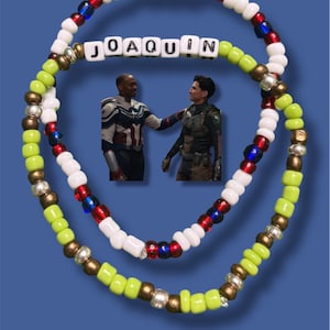 Joaquín Torres/Falcon and Sam Wilson/Captain America Matching Seed Bead Bracelets Set of 2