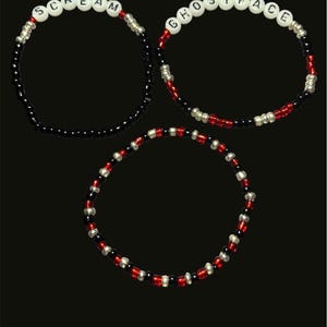 Ghostface Inspired Seed Bead Bracelet Set of 3