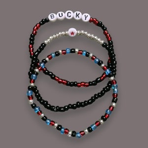 Bucky Barnes/Winter Soldier Inspired Beaded Bracelet Set of 3