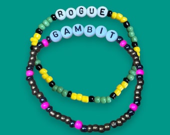 Anna Marie/Rogue and Remy LeBeau/Gambit X-Men Inspired Matching Seed Bead Bracelets