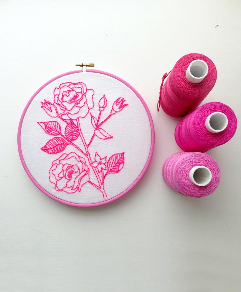 Pre-Printed Flower Leaf Pattern Embroidery Kit for Beginners Adults Crafts