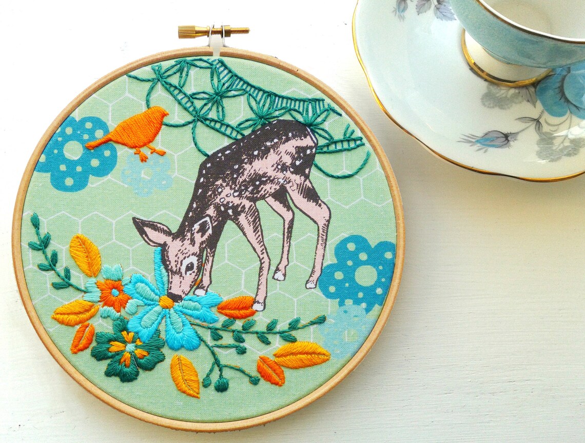 Little fawn embroidery kit  diy hoop art spring decor  etsy Little fawn embroidery kit  diy hoop art spring decor  etsy
