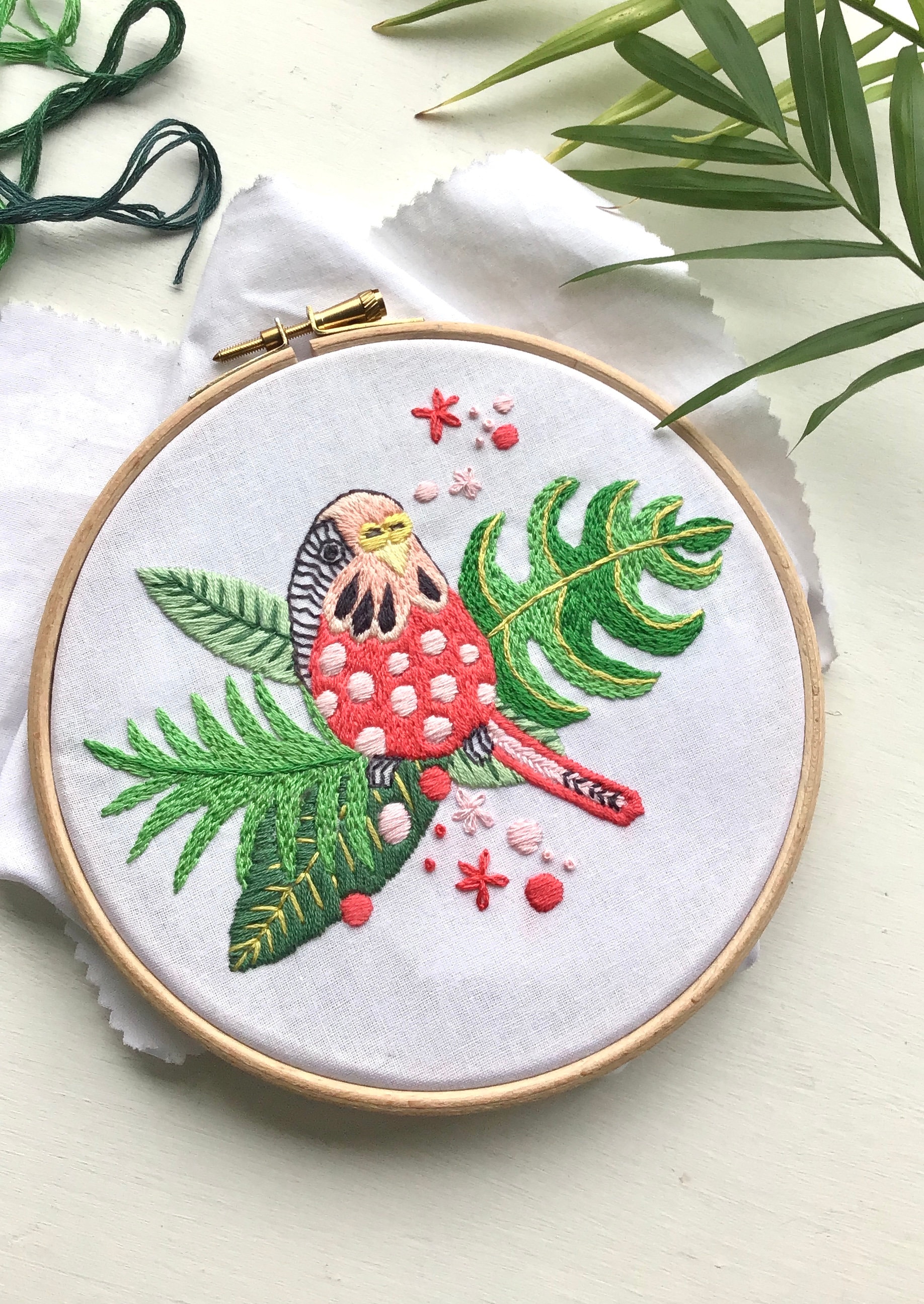 Tropical Budgie PDF Pattern. Budgerigar and Tropical Leaf - Etsy