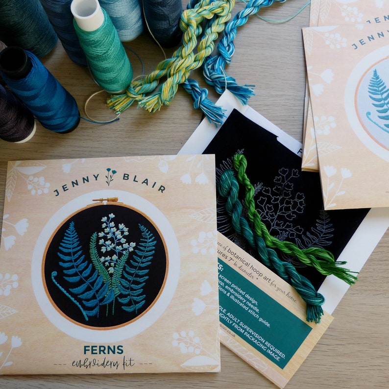 Ferns Embroidery kit Craft kit DIY botanical art Modern botanical