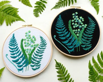 Ferns Embroidery Pattern PDF. Botanical Embroidery Digital download.